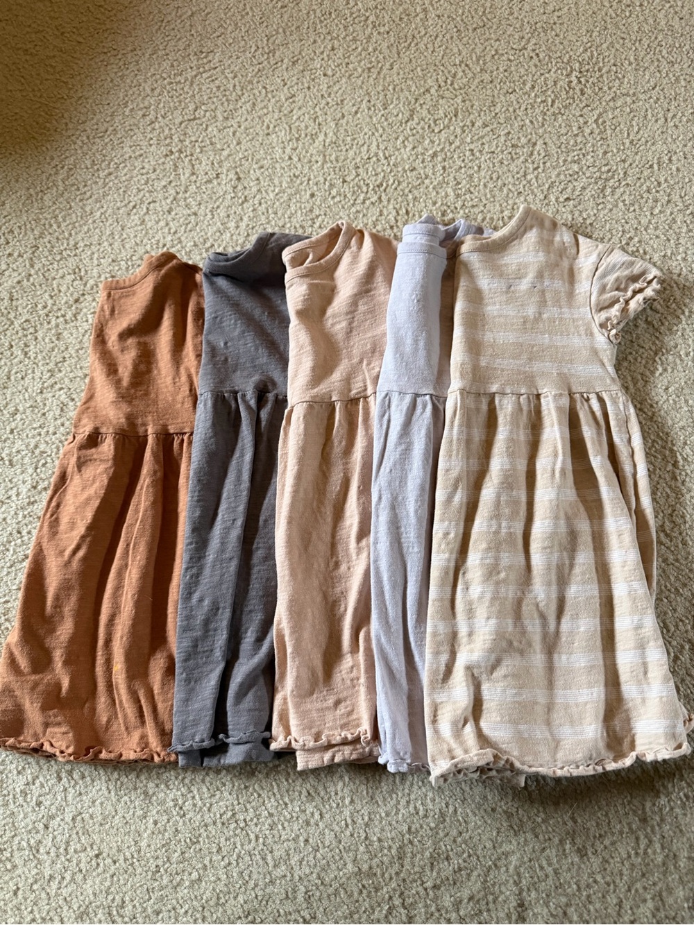 Little Co Neutral Stripe and Solid Short-Sleeve Dress - Pack